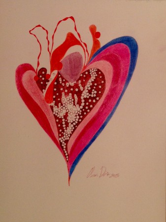 87✨ TÍTULO : " CORAZON ", TÉCNICA : LÁPIZ DE CRAYÓN, GRASA Y ACUARELA. TINTA CHINA. FIJADOR. ( 28,5 x 21cms ).   110€